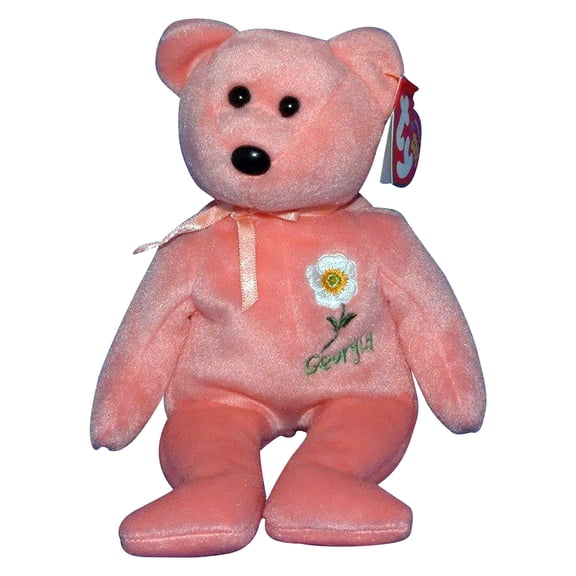 Ty Beanie Baby Georgia Cherokee Rose the Bear with Pink Ribbon Plush