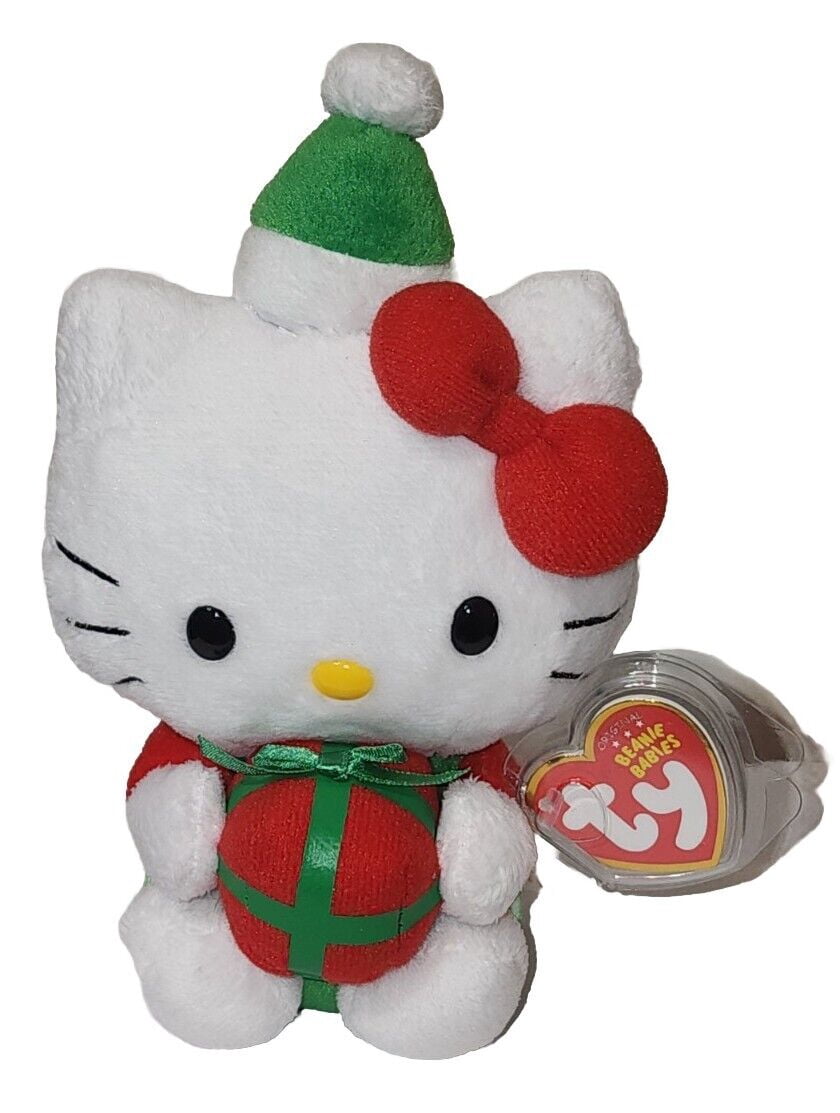Ty Beanie Baby - HELLO KITTY (Holding a Christmas Ornament / Present) (BONUS ONE RANDOM TY ERASER)