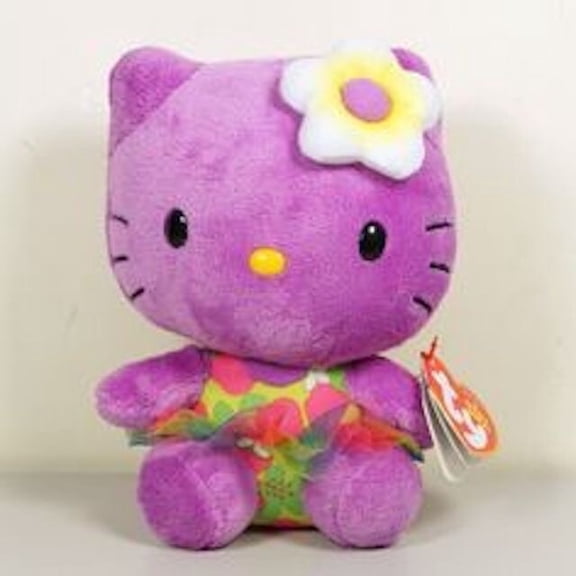 Ty Beanie Baby - HELLO KITTY PURPLE HAWAIIAN TUTU 6" New MWMT's (BONUS 1 FUN CHOPS & 1 TY CARD)