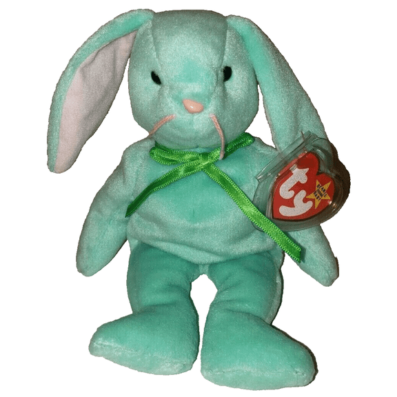 Ty Beanie Baby - HIPPITY the Green Bunny (8.5" Plush NEW MWMTs Stuffed Animal Toy)(BONUS 1 FUN CHOPS& 1 TY CARD)