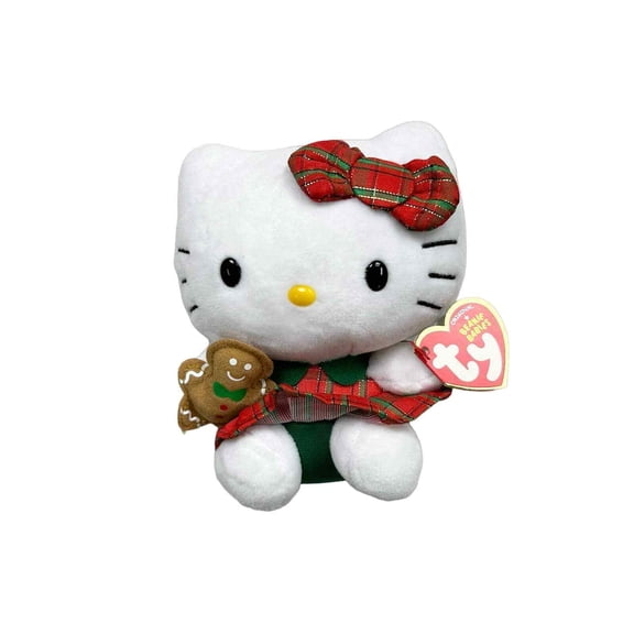 Ty Beanie Baby - Hello Kitty Gingerbread Man Plaid Dress Christmas (6" Plush) (BONUS ONE RANDOM TY ERASER)