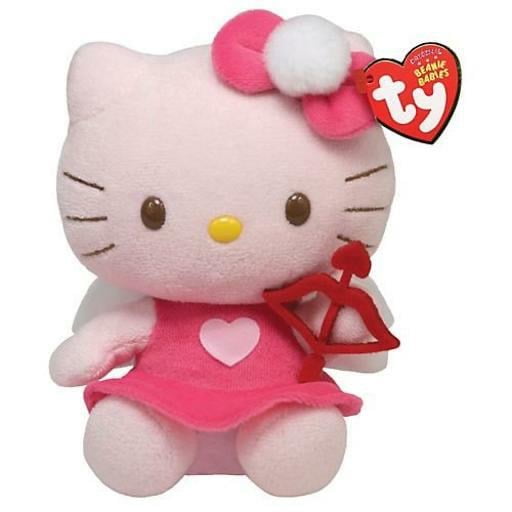 Ty Beanie Baby Hello Kitty - Valentine's Day Angel Cupid with BOW & ARROW (6" Plush) MWMTs (BONUS 1 TY CARD & 1 FUN CHOPS)
