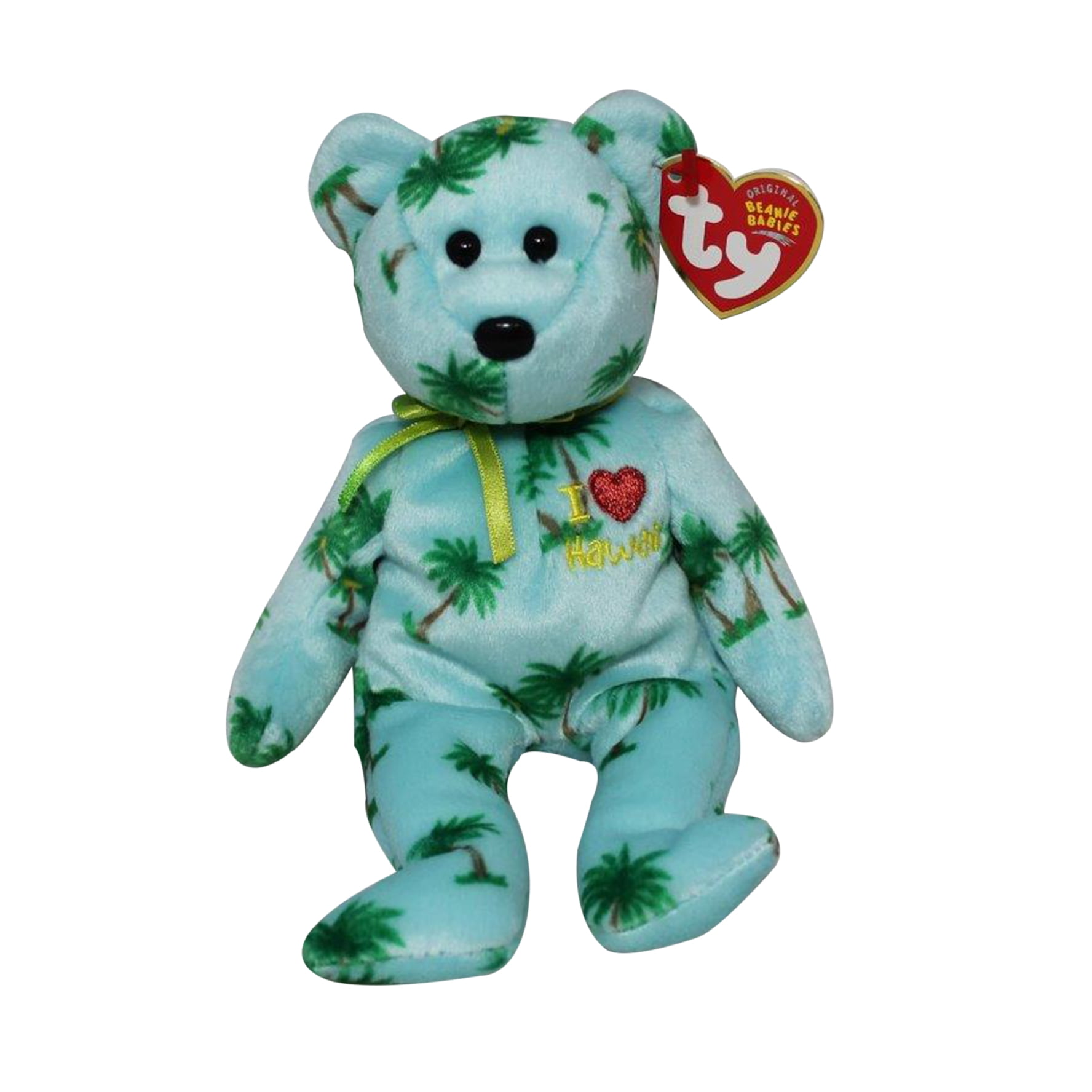 Ty Beanie Baby, I Love Hawaii the Bear, Stuffed Animal, Mint with