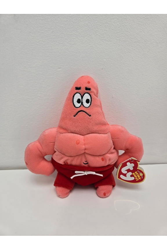 Beanie Baby - MUSCLE MAN Star the Patrick (SpongeBob SquarePants 7" Plush)(BONUS ONE RANDOM TY ERASER)