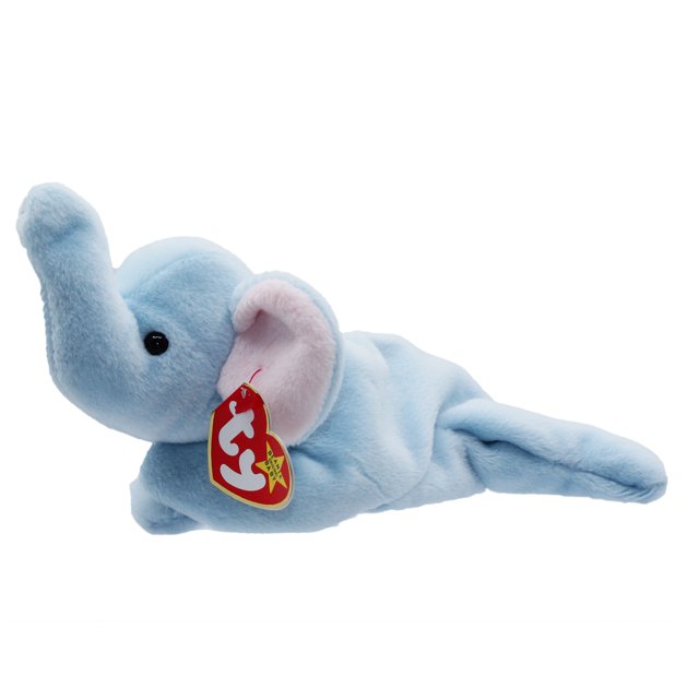 Ty Beanie Baby Peanut the Elephant Light Blue Stuffed Animal