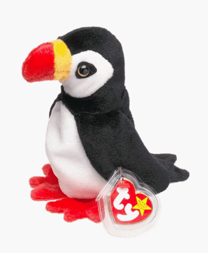 Ty Beanie Baby Puffer The Puffin Penguin Plush - (Acrylic Case)