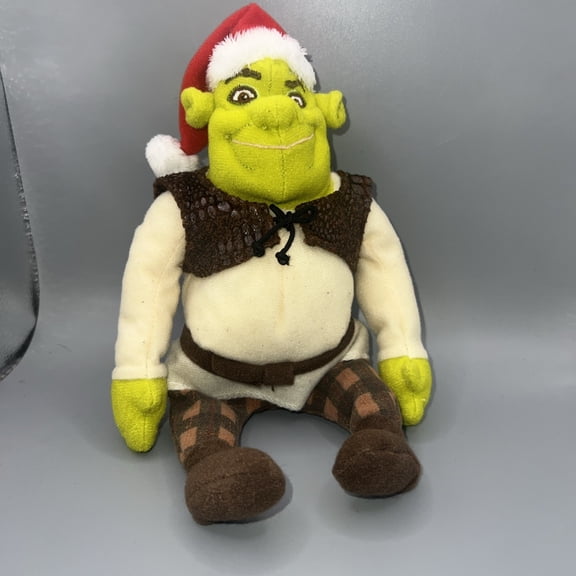 Ty Beanie Baby - SHREK the Holiday 10" Plush (2008 Santa Hat)(No Ty Hang Tag)(BONUS 1 FUN CHOPS & 1 TY CARD)