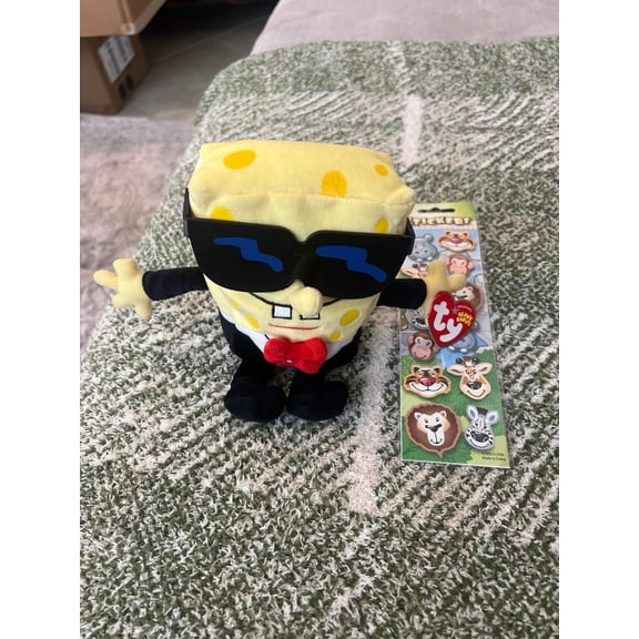 Ty Beanie Baby - SpongeBob Tuxedo Pants Plush 8 New With Animal Stickers