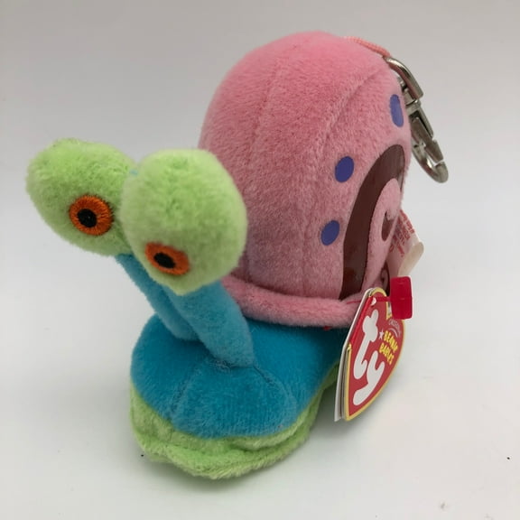 Ty Beanie Baby - Spongebob GARY the Snail  Key Clip Plush (RARA METAL KEY CLIP)