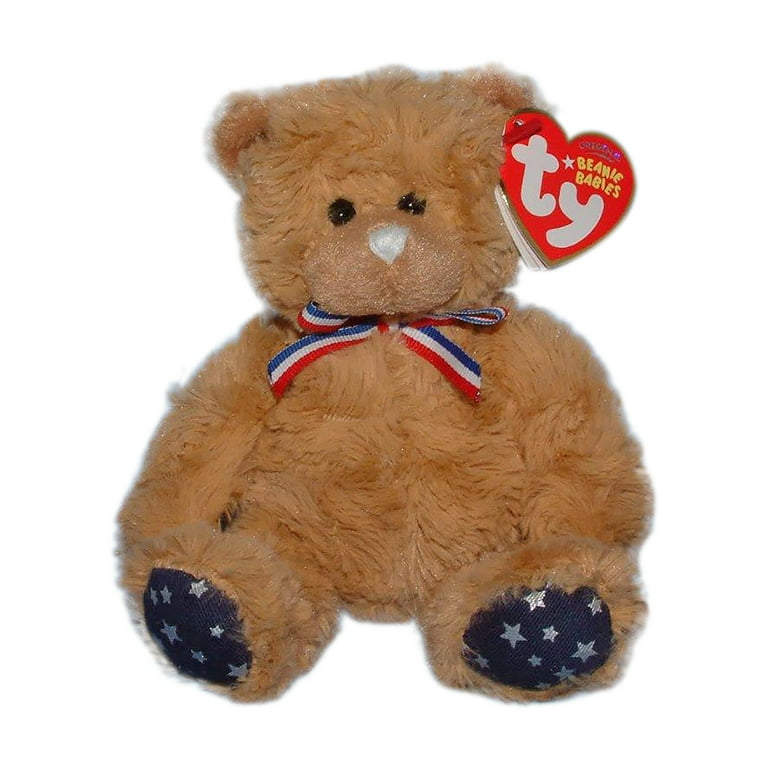 Ty Beanie Baby Uncle Sam the Bear White Nose Stuffed Animal MWMT