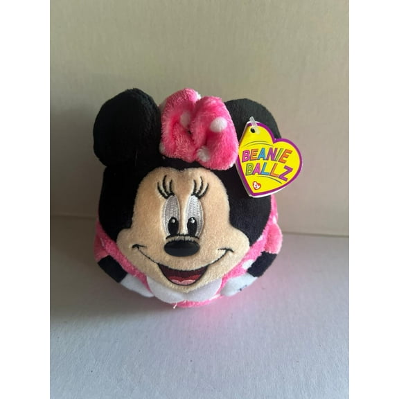 Ty Beanie Ballz Minnie Mouse Disney Plush 5” Stuffed Toy NEW (BONUS 1 FUN CHOPS & 1 ZIPPER BRACELET)