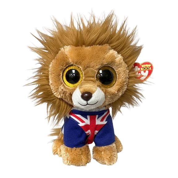 Ty Beanie Boos - Hero the Lion, Medium (9"), Glitter Eyes, UK Exclusive, MWMT Stuffed Animal Toy
