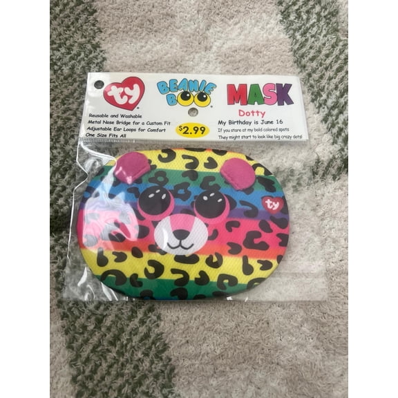 Ty Beanie Boo Face Mask - DOTTY the  Leopard New (BONUS 1 FUN CHOPS)