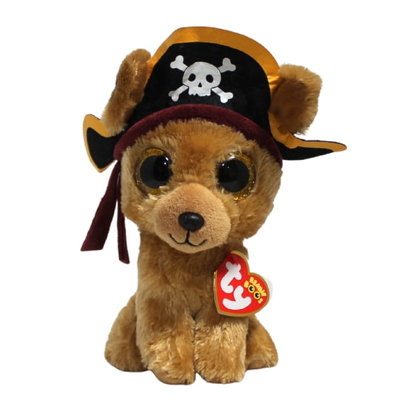 Ty Beanie Boo Rowan - Brown Pirate Dog - 6"