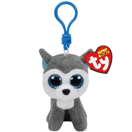 Ty Beanie Boos (Plastic Key Clip) - Slush the Husky Dog – Glitter Eyes - Stuffed Animal