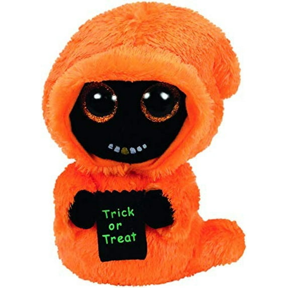 Ty Beanie Boos- Grinner Orange Ghoul (Glittery Eyes)( 6"  Plush)(NO TY HANG TAG)(BONUS 1 FUN CHOPS)