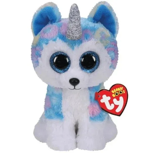 Ty Beanie Boos - HELENA The Husky Unicorn Dog (Glittery Eyes 6" PLUSH New MWMT's)(BONUS 1 FUN CHOPS & 1 TY CARD)