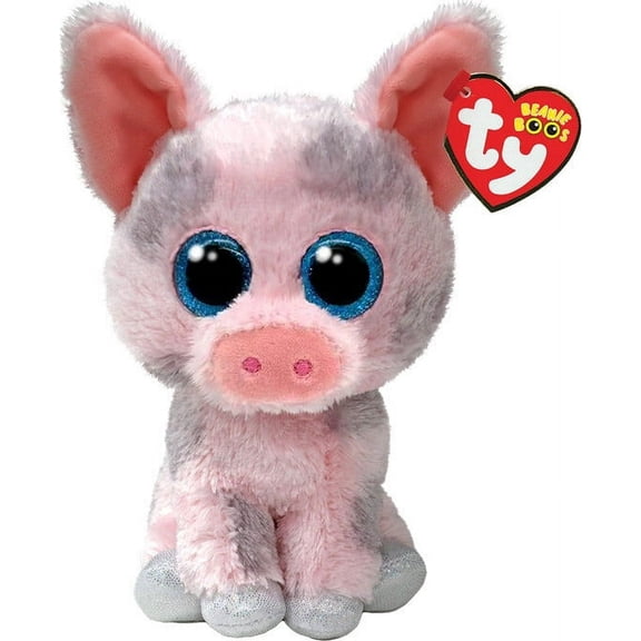 Ty Beanie Boos - Hambone the Pig 6" Plush (Glitter Eyes)(BONUS 1 FUN CHOPS & 1 TY CARD)