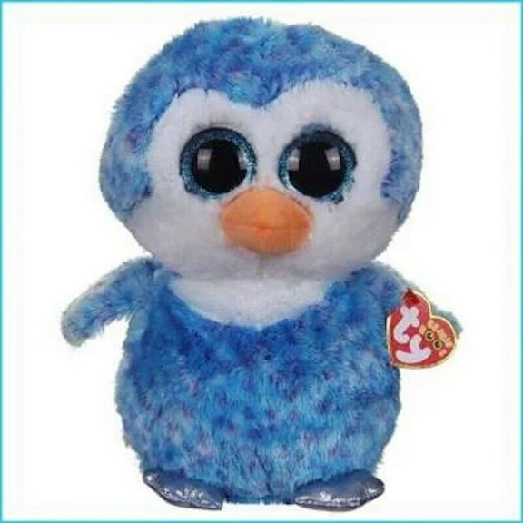 Ty Beanie Boos - ICE CUBE The Blue Penguin (6" Plush Glitter Eyes)(BONUS ONE FUN CHOPS)