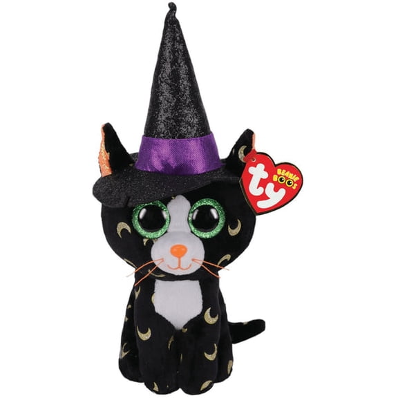 Ty Beanie Boos - PANDORA Black Cat 6" Plush (Glittery Eyes)(BONUS 1 FUN CHOPS & 1 ZIPPER BRACELET)