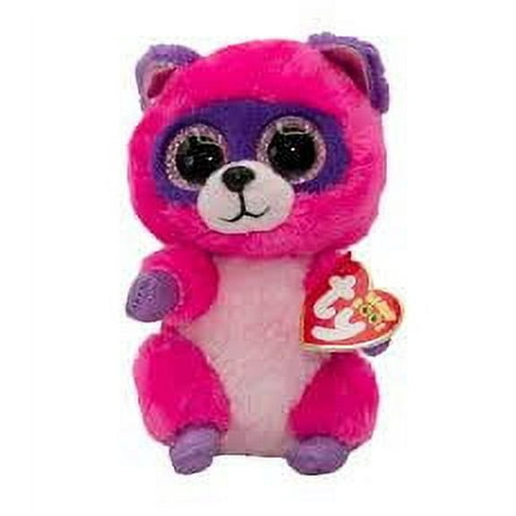 Ty Beanie Boos - ROXIE the Pink and Purple Raccoon Plush (Regular Size 6" Plash) (BONUS ONE RANDOM TY ERASER)