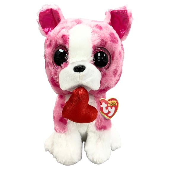 Ty Beanie Boos - Romeo the Dog Medium Glitter Eyes Valentine's Day, Medium size - Stuffed Animal