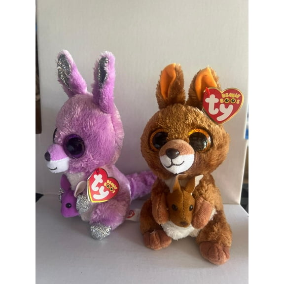 Ty Beanie Boos - Rory Exclusive & Kipper 6" Kangaroo Plush Set New (BONUS 1 ZIPPER & 1 FUN CHOPS)