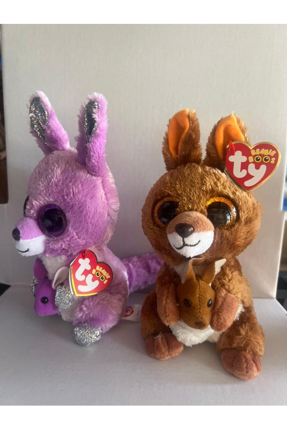 Beanie Boos - Rory Exclusive & Kipper 6" Kangaroo Plush Set New (BONUS 1 ZIPPER & 1 FUN CHOPS)