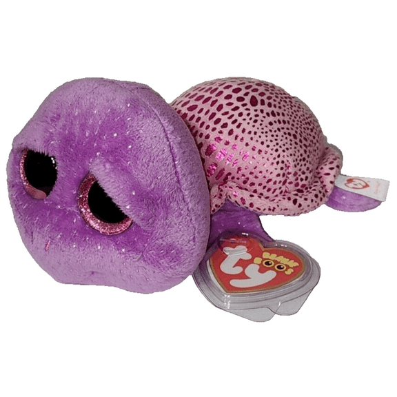Ty Beanie Boos - SLOW-POKE the Purple Turtle (Medium Size 9" Plush)(BONUS 1 FUN CHOPS & 1 ZIPPER BRACELET)