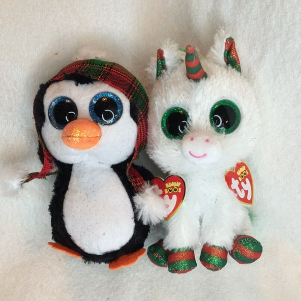 Ty Beanie Boos Set of Christmas CHEER the Penguin SNOWFALL