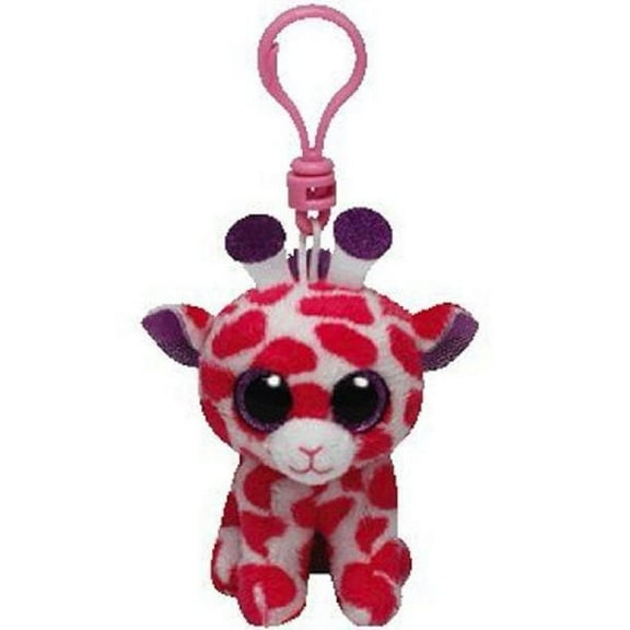 Ty Beanie Boos - TWIGS the Pink Giraffe (Glittery Eyes) Key Clip Plush