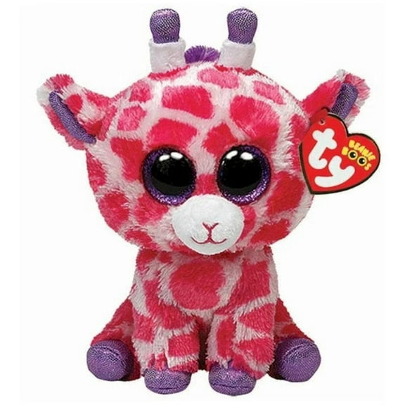 Ty Beanie Boos - TWIGS  the Pink Giraffe (Glittery Eyes)(Regular Size 6" Plush)(BONUS 1 FUN CHOPS & 1 ZIPPER BRACELET)