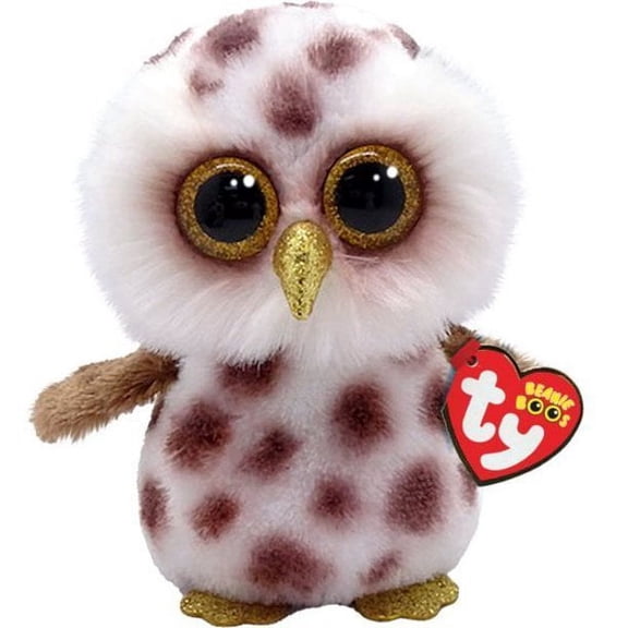 Ty Beanie Boos - WHOOLIE the Owl (Glittery Eyes) Regular Size 6" Plush NEW