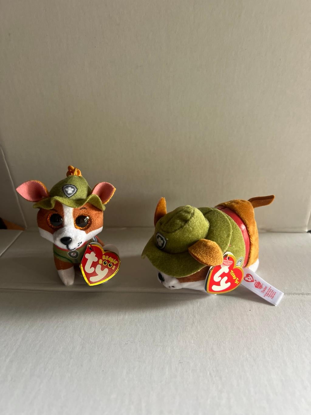 Ty Beanie Teeny Tys - 4" Paw Patrol Tracker Stackable Plush & Clip Set New (BONUS 1 FUN CHOPS & 1 ZIPPER BRACELET)