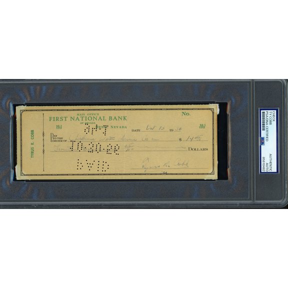 Ty Cobb Autographed 3x8 Check Detroit Tigers PSA/DNA #85810482