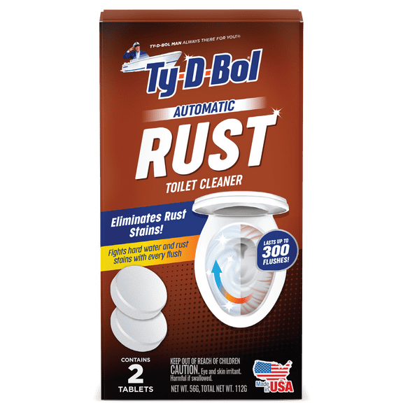 Ty-D-Bol Rust Automatic Toilet Bowl Cleaner Tablets, 2 Count