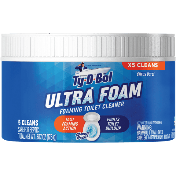 Ty-D-Bol Ultra Foam Toilet Bowl Cleaner, Citrus Scent, 5 Cleans