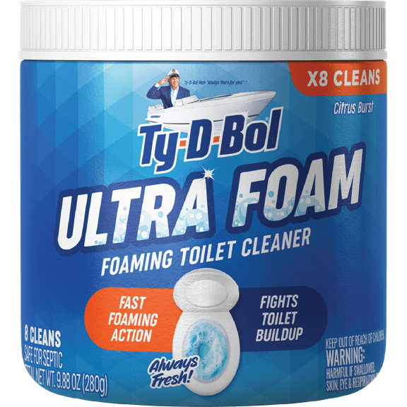 Ty-D-Bol Ultra Foam Toilet Bowl Cleaner, Citrus Scent, 8 Cleans