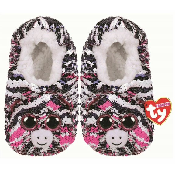 Ty Girls Zoey Fashion Sequin Slipper Socks, Kids, Black/White/Pink