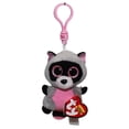 thumbnail image 1 of Ty Beanie Boos (Plastic Key Clip) - Rocco the Pink & Gray Raccoon  – Glitter Eyes  - Stuffed Animal, 1 of 6