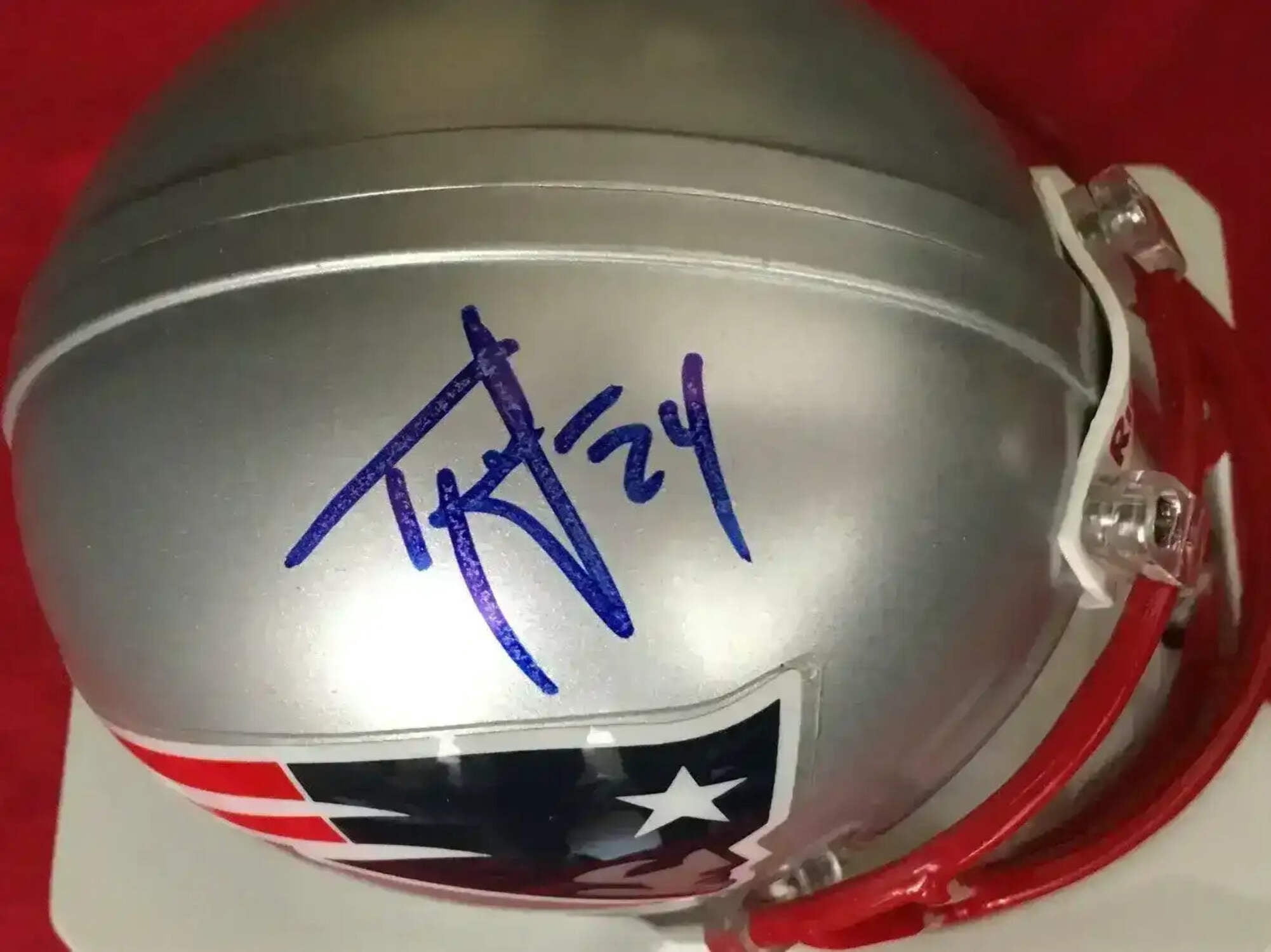 Ty Law autographed New England Patriots mini helmet JSA