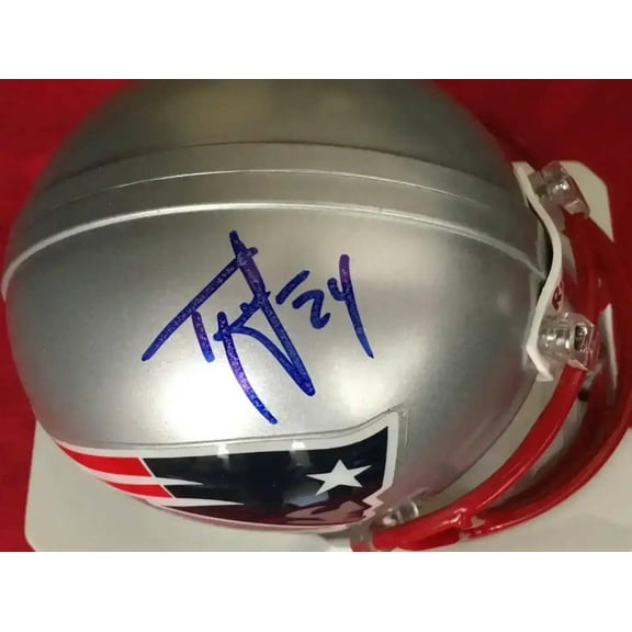 Ty Law autographed New England Patriots mini helmet JSA