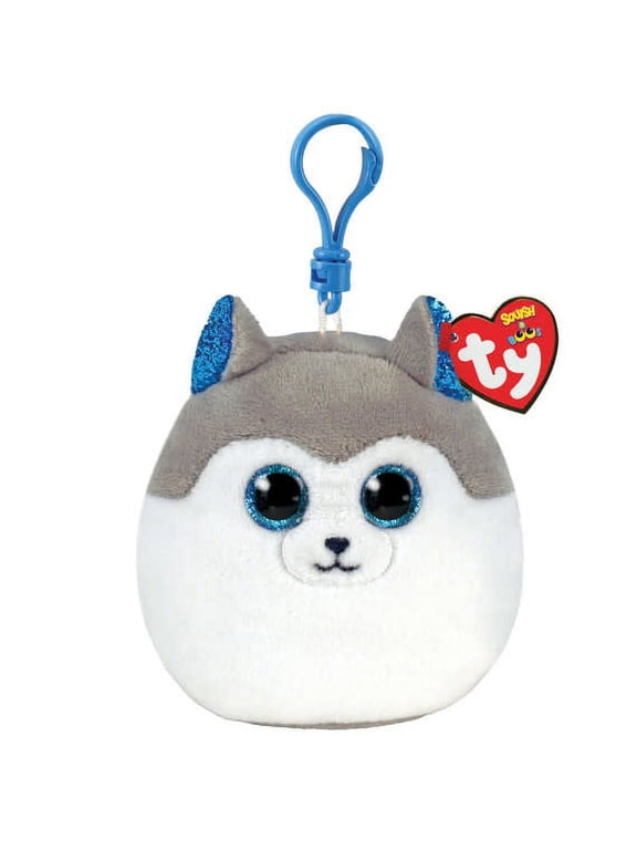 Mini Beanie Squish-A-Boos Plush - SLUSH the Husky Dog (3 inch) Key Clip