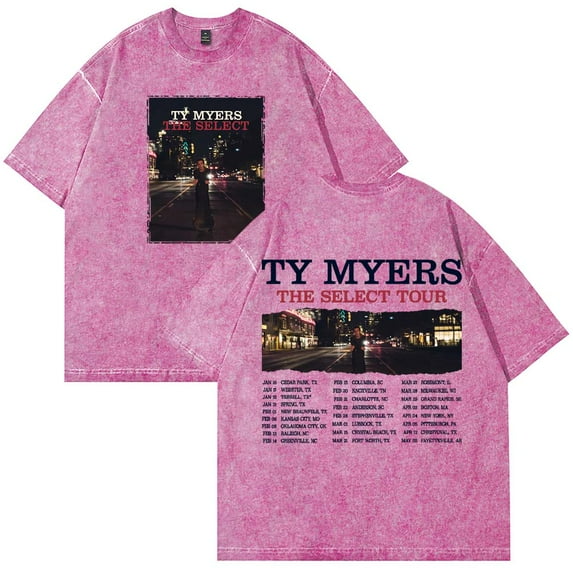 Ty Myers The Select Tour 2025 Merch T-Shirt Crewneck Vintage Cotton Wash Tee Women Men Short Sleeve Tee