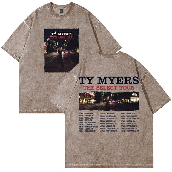 Ty Myers The Select Tour 2025 Merch T-Shirt Crewneck Vintage Cotton Wash Tee Women Men Short Sleeve Tee