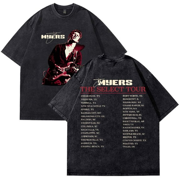 Ty Myers The Select Tour 2025 Merch T-Shirt Vintage Cotton Wash Tee Women Men Short Sleeve Crewneck Tee