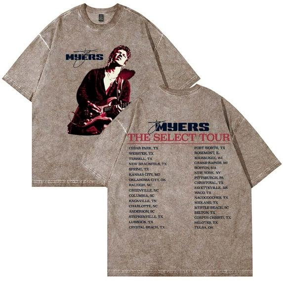Ty Myers The Select Tour 2025 Merch T-Shirt Vintage Cotton Wash Tee Women Men Short Sleeve Crewneck Tee