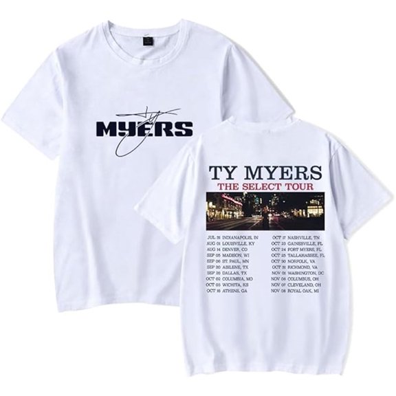 Ty Myers The Select Tour 2025 T-shirt Trendy Fashion Short Sleeve Unisex Hip-hop Streetwear