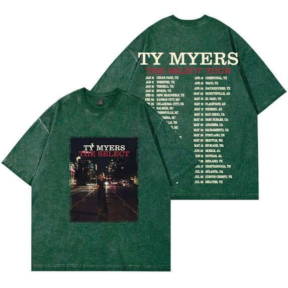 Ty Myers The Select Tour Merch T-Shirt Vintage Cotton Wash Tee Women Men Fashion Short Sleeve top