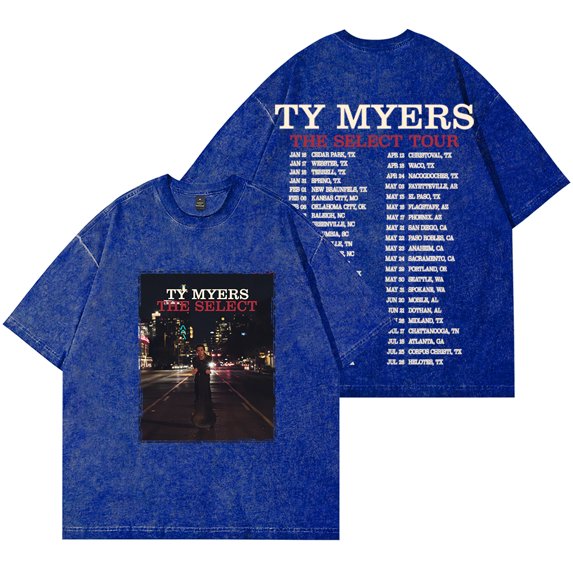 Ty Myers The Select Tour Merch Wash Tee Cosplay Women Men Fashion Short Sleeve Cotton T-Shirts